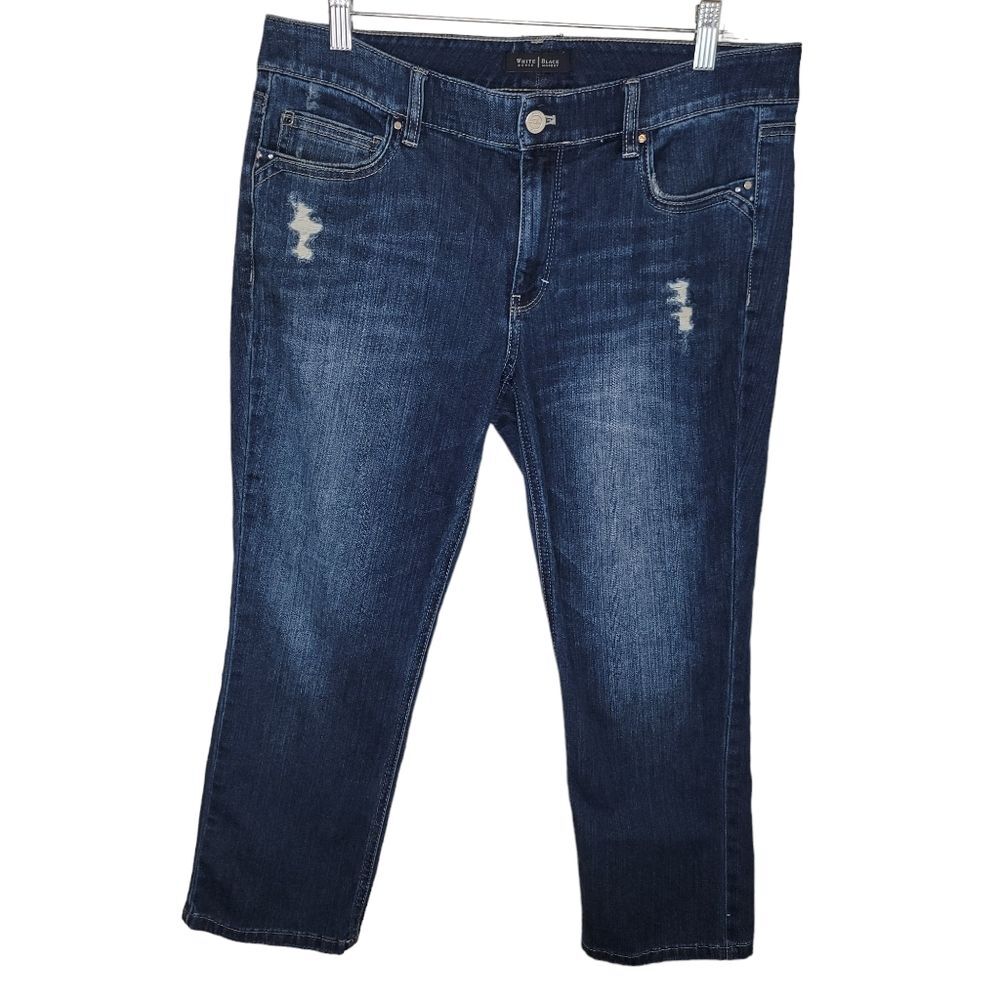 Whbm Slim Crop Distressed Denim Jeans Size 12